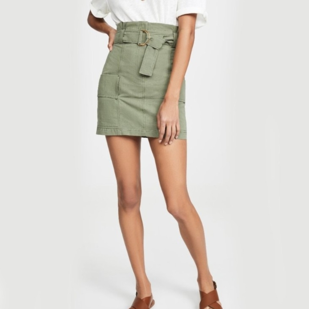 A.L.C. Kai Paperbag Waist Mini Skirt Size 6 Army Green NWOT